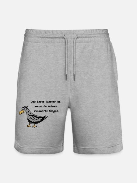 Möwe - Das beste Wetter ist, wenn die Möwen ... - Stanley/Stella Unisex Bio Joggingshorts Trainer - Grau meliert