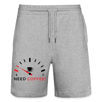 Besoin de café 2 - Short de jogging bio TRAINER Stanley/Stella unisexe - gris chiné - Devant - Nik (191cm) & Marisol (170cm)