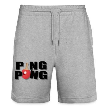 Ping pong - Stanley/Stella Trainer Unisex Organic Jogging Shorts - heather grey - Front - Nik (191cm) & Marisol (170cm)