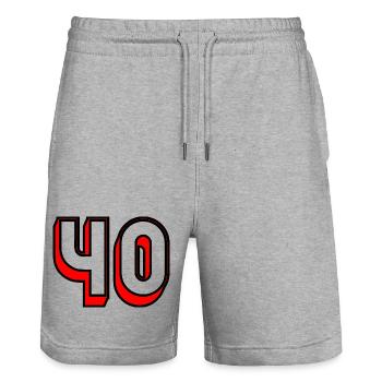 ANNIVERSARY. HAPPY BIRTHDAY. HAPPY BIRTHDAY. - Stanley/Stella Trainer Unisex Organic Jogging Shorts - heather grey - Front - Nik (191cm) & Marisol (170cm)