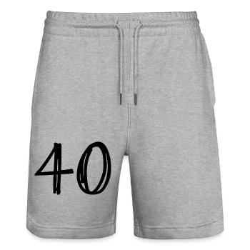 ANNIVERSARY. HAPPY BIRTHDAY. HAPPY BIRTHDAY. - Stanley/Stella Trainer Unisex Organic Jogging Shorts - heather grey - Front - Nik (191cm) & Marisol (170cm)