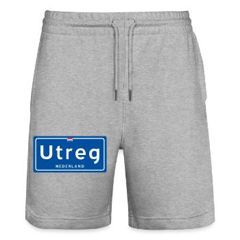 Utreg (Utrecht) signe de nom de lieu - Short de jogging bio TRAINER Stanley/Stella unisexe - gris chiné - Devant - Nik (191cm) & Marisol (170cm)