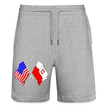 Flag USA and Flag Poland - Stanley/Stella Trainer Unisex Organic Jogging Shorts - heather grey - Front - Nik (191cm) & Marisol (170cm)