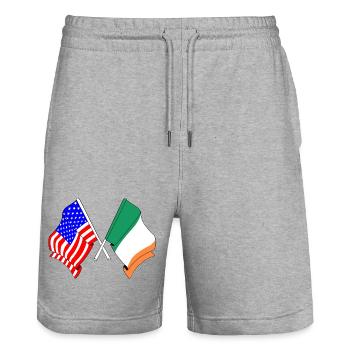 Drapeau des États-Unis et drapeau de l’Irlande - Short de jogging bio TRAINER Stanley/Stella unisexe - gris chiné - Devant - Nik (191cm) & Marisol (170cm)