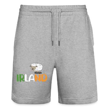 Moutons d’Irlande - Short de jogging bio TRAINER Stanley/Stella unisexe - gris chiné - Devant - Nik (191cm) & Marisol (170cm)