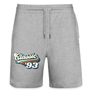 Classic '93 - Stanley/Stella Trainer Unisex Organic Jogging Shorts - heather grey - Front - Nik (191cm) & Marisol (170cm)
