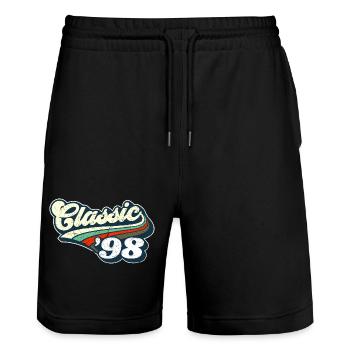 Classic '98 - Stanley/Stella Trainer Unisex Organic Jogging Shorts - black - Front - Nik (191cm) & Marisol (170cm)