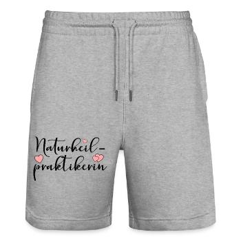 Naturheilpraktikerin - Stanley/Stella Unisex Bio Joggingshorts Trainer  - Grau meliert - Vorne - Nik (191cm) & Marisol (170cm)