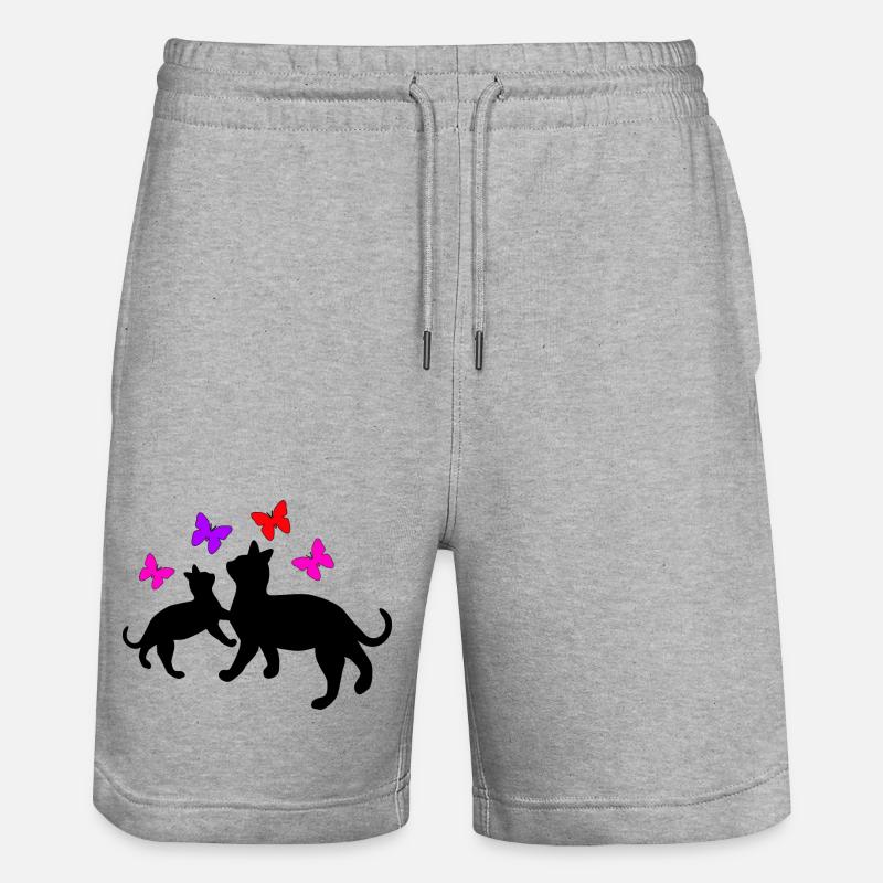 Chats et papillons - Short de jogging bio TRAINER Stanley/Stella unisexe - gris chiné