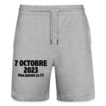 Israël, horreur, je suis juif - Short de jogging bio TRAINER Stanley/Stella unisexe - gris chiné - Devant - Nik (191cm) & Marisol (170cm)