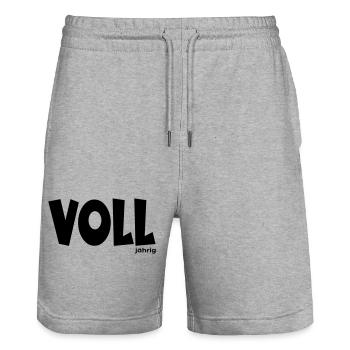 18. Geburtstag - Volljährig - Stanley/Stella Unisex Bio Joggingshorts Trainer  - Grau meliert - Vorne - Nik (191cm) & Marisol (170cm)