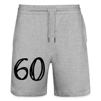 60. 60 ANS. 60e ANNIVERSAIRE. ANNIVERSAIRE 60 ANS. - Short de jogging bio TRAINER Stanley/Stella unisexe - gris chiné - Devant - Nik (191cm) & Marisol (170cm)