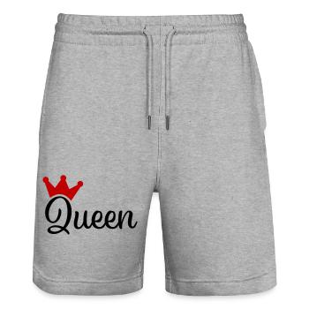 Reine avec couronne - Short de jogging bio TRAINER Stanley/Stella unisexe - gris chiné - Devant - Nik (191cm) & Marisol (170cm)