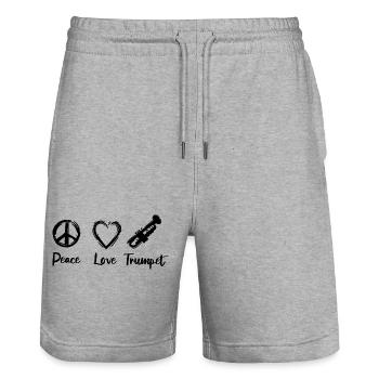 Ich liebe Trompete - Stanley/Stella Unisex Bio Joggingshorts Trainer  - Grau meliert - Vorne - Nik (191cm) & Marisol (170cm)