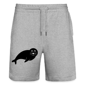 Seehund Seehunde Robbe Robben Tiere - Stanley/Stella Unisex Bio Joggingshorts Trainer  - Grau meliert - Vorne - Nik (191cm) & Marisol (170cm)