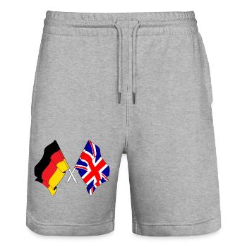 Drapeau de l’Allemagne et drapeau de l’Angleterre - Short de jogging bio TRAINER Stanley/Stella unisexe - gris chiné - Devant - Nik (191cm) & Marisol (170cm)