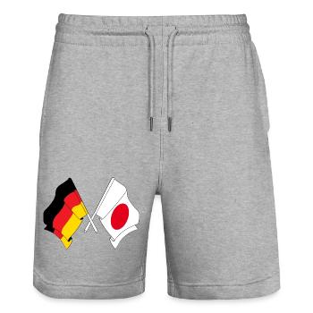 Drapeau de l’Allemagne et drapeau du Japon - Short de jogging bio TRAINER Stanley/Stella unisexe - gris chiné - Devant - Nik (191cm) & Marisol (170cm)