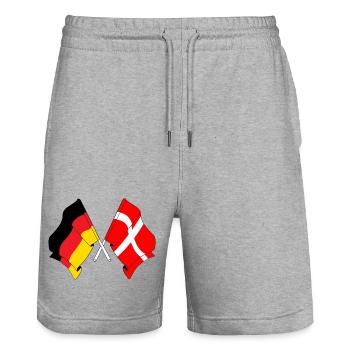 Drapeau de l’Allemagne et drapeau du Danemark - Short de jogging bio TRAINER Stanley/Stella unisexe - gris chiné - Devant - Nik (191cm) & Marisol (170cm)