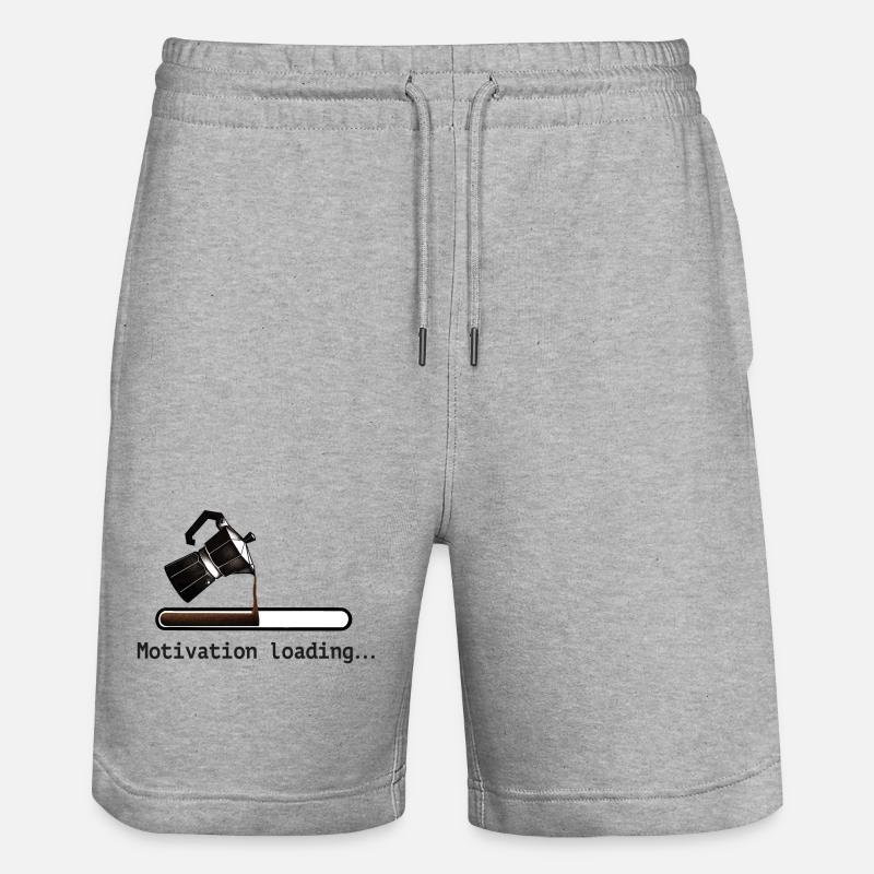 Coffee coffee pot motivation loading - Stanley/Stella Trainer Unisex Organic Jogging Shorts - heather grey