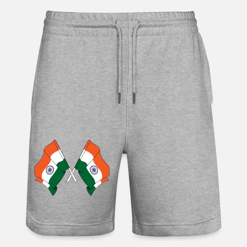 Deux drapeaux de l’Inde croisés - Short de jogging bio TRAINER Stanley/Stella unisexe - gris chiné