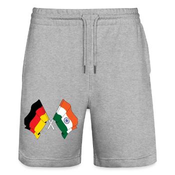 Drapeau de l’Allemagne et drapeau de l’Inde - Short de jogging bio TRAINER Stanley/Stella unisexe - gris chiné - Devant - Nik (191cm) & Marisol (170cm)
