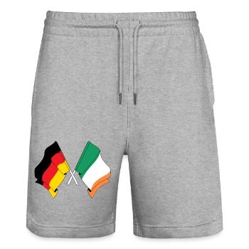 Drapeau de l’Allemagne et drapeau de l’Irlande - Short de jogging bio TRAINER Stanley/Stella unisexe - gris chiné - Devant - Nik (191cm) & Marisol (170cm)