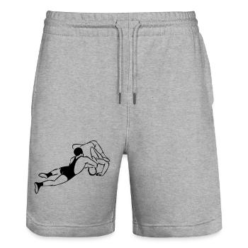 Lutteur - Short de jogging bio TRAINER Stanley/Stella unisexe - gris chiné - Devant - Nik (191cm) & Marisol (170cm)