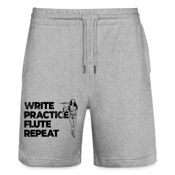 Motivational Flute Quote - Stanley/Stella Trainer Unisex Organic Jogging Shorts - heather grey - Front - Nik (191cm) & Marisol (170cm)