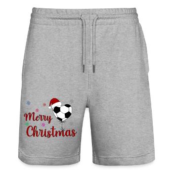 Merry Christmas Fußball Herz - Stanley/Stella Unisex Bio Joggingshorts Trainer  - Grau meliert - Vorne - Nik (191cm) & Marisol (170cm)