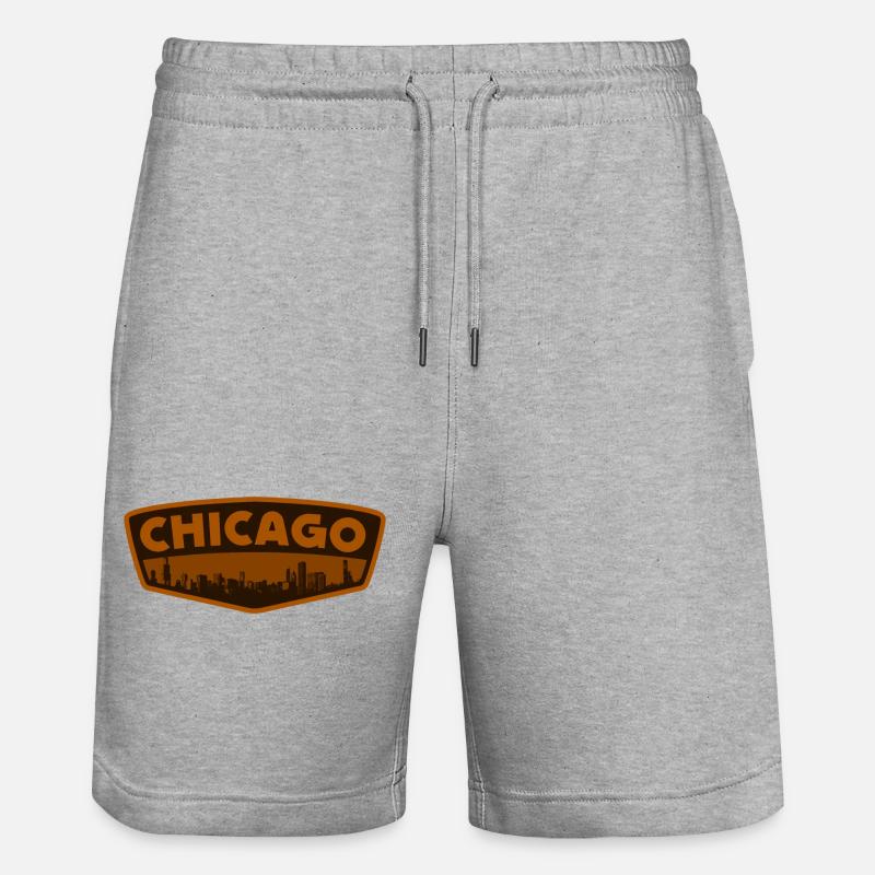 Chicago Skyline Patch Retro - Stanley/Stella Unisex Bio Joggingshorts Trainer  - Grau meliert