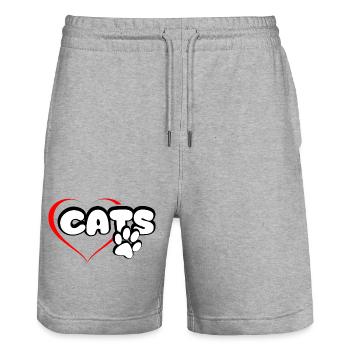 Les chats adorent le chat Chat Chat gueule de bois - Short de jogging bio TRAINER Stanley/Stella unisexe - gris chiné - Devant - Nik (191cm) & Marisol (170cm)