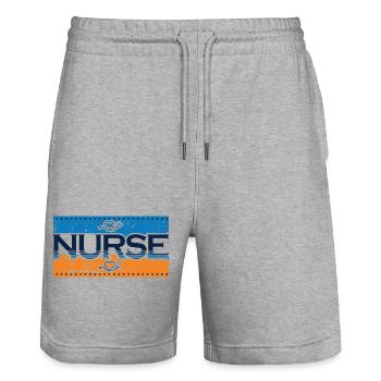 Nurse - Stanley/Stella Trainer Unisex Organic Jogging Shorts - heather grey - Front - Nik (191cm) & Marisol (170cm)