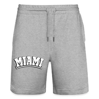 MIAMI Schriftzug USA Florida - Stanley/Stella Unisex Bio Joggingshorts Trainer  - Grau meliert - Vorne - Nik (191cm) & Marisol (170cm)