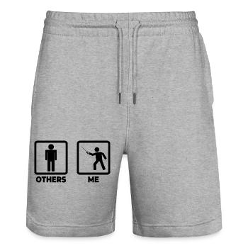 Lustiger Fechter - Stanley/Stella Unisex Bio Joggingshorts Trainer  - Grau meliert - Vorne - Nik (191cm) & Marisol (170cm)