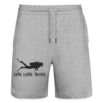 Lebe Liebe Tauche Taucher Tauchen Geschenk - Stanley/Stella Unisex Bio Joggingshorts Trainer  - Grau meliert - Vorne - Nik (191cm) & Marisol (170cm)