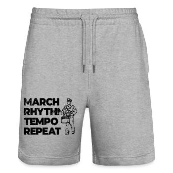 Drummer Motivation - Stanley/Stella Trainer Unisex Organic Jogging Shorts - heather grey - Front - Nik (191cm) & Marisol (170cm)