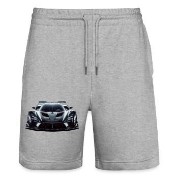 Futuristic extreme powerful Race Car - Stanley/Stella Trainer Unisex Organic Jogging Shorts - heather grey - Front - Nik (191cm) & Marisol (170cm)