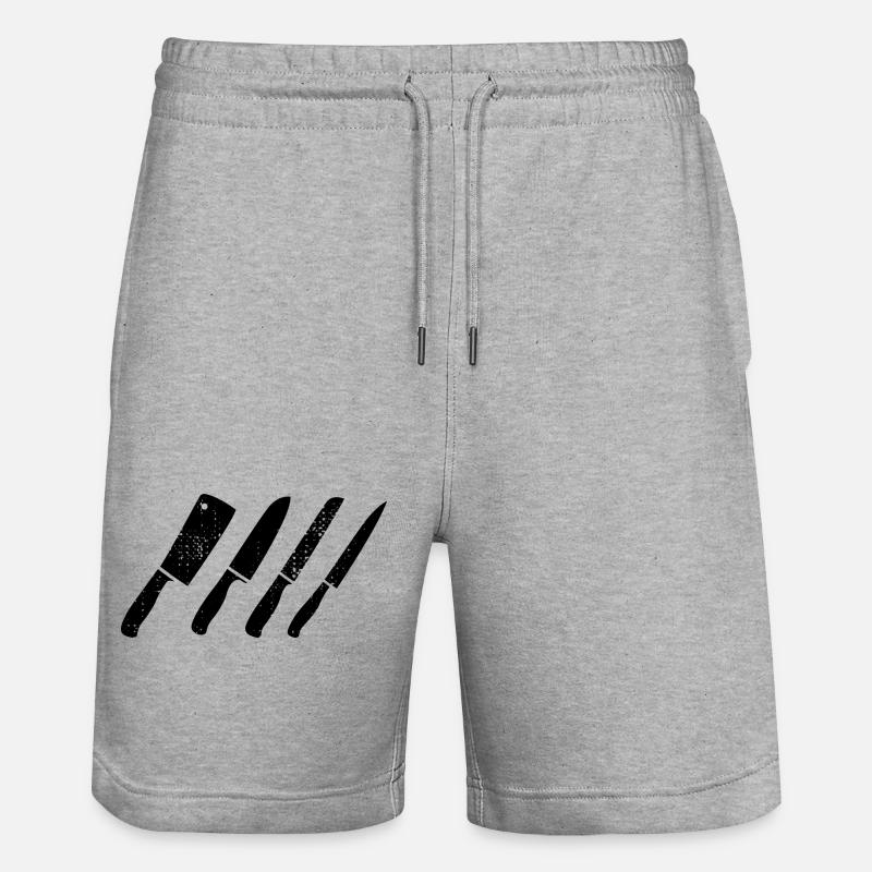 Croquis de jeu de couteaux - Short de jogging bio TRAINER Stanley/Stella unisexe - gris chiné