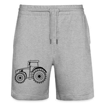 Traktor Symbol Umriss Landwirtschaft - Stanley/Stella Unisex Bio Joggingshorts Trainer  - Grau meliert - Vorne - Nik (191cm) & Marisol (170cm)