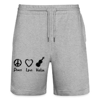 Paix Amour Violon - Short de jogging bio TRAINER Stanley/Stella unisexe - gris chiné - Devant - Nik (191cm) & Marisol (170cm)