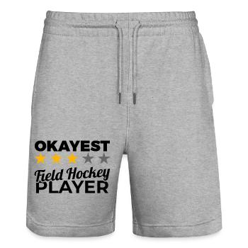 Funny field hockey player - Stanley/Stella Trainer Unisex Organic Jogging Shorts - heather grey - Front - Nik (191cm) & Marisol (170cm)