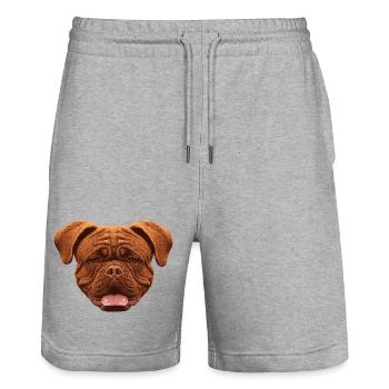 Kleidung für Männer, Bordeauxdogge - Stanley/Stella Unisex Bio Joggingshorts Trainer  - Grau meliert - Vorne - Nik (191cm) & Marisol (170cm)