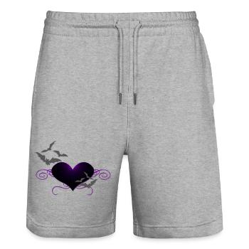 herzen, ranken, romantiker, gothic motiv - Stanley/Stella Unisex Bio Joggingshorts Trainer  - Grau meliert - Vorne - Nik (191cm) & Marisol (170cm)