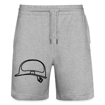 Helmet Construction Worker Outline Smybol - Stanley/Stella Trainer Unisex Organic Jogging Shorts - heather grey - Front - Nik (191cm) & Marisol (170cm)
