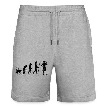 L’évolution de l’amateur de crème glacée - Short de jogging bio TRAINER Stanley/Stella unisexe - gris chiné - Devant - Nik (191cm) & Marisol (170cm)