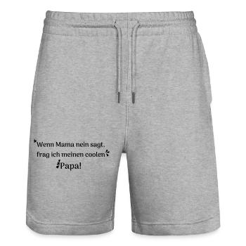 lustige sprüche cooler papa - Stanley/Stella Unisex Bio Joggingshorts Trainer  - Grau meliert - Vorne - Nik (191cm) & Marisol (170cm)