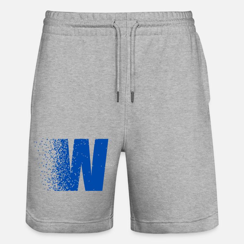 W fragmenté en bleu gras - Short de jogging bio TRAINER Stanley/Stella unisexe - gris chiné