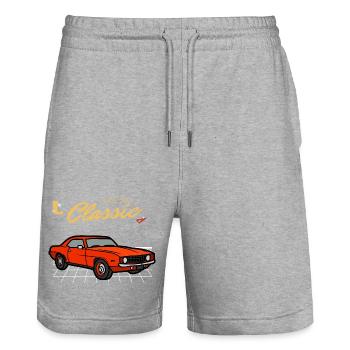 Classic Red Muscle Car Illustration - Stanley/Stella Trainer Unisex Organic Jogging Shorts - heather grey - Front - Nik (191cm) & Marisol (170cm)
