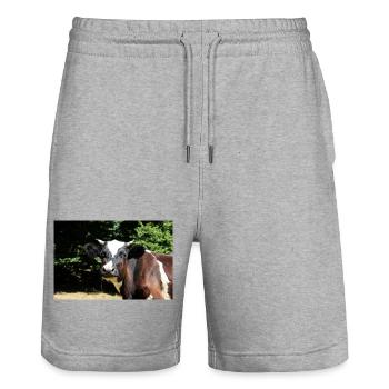 Kuh Poster - Stanley/Stella Unisex Bio Joggingshorts Trainer  - Grau meliert - Vorne - Nik (191cm) & Marisol (170cm)