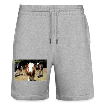 Kuh Poster - Stanley/Stella Unisex Bio Joggingshorts Trainer  - Grau meliert - Vorne - Nik (191cm) & Marisol (170cm)